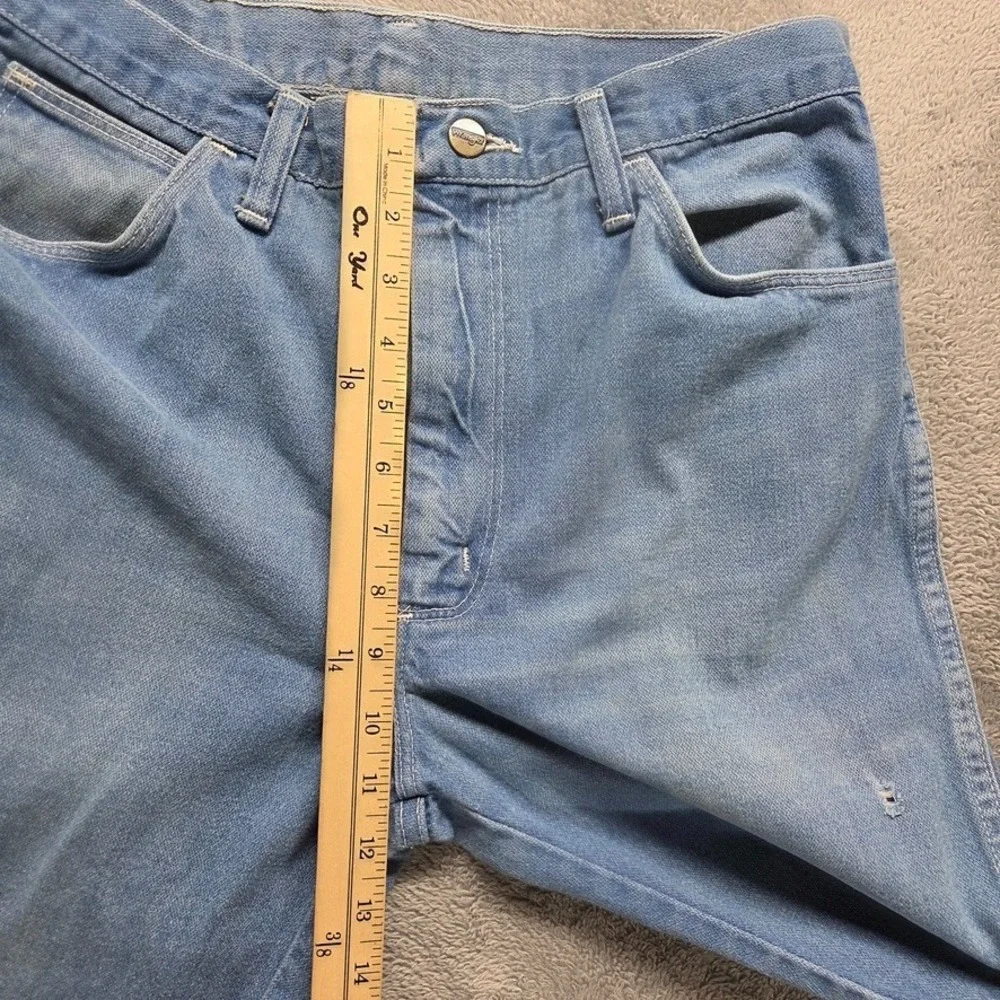 Vintage Wrangler Jeans Mens 34X31 Blue Slim Bootcut Mid Rise Faded Western Denim